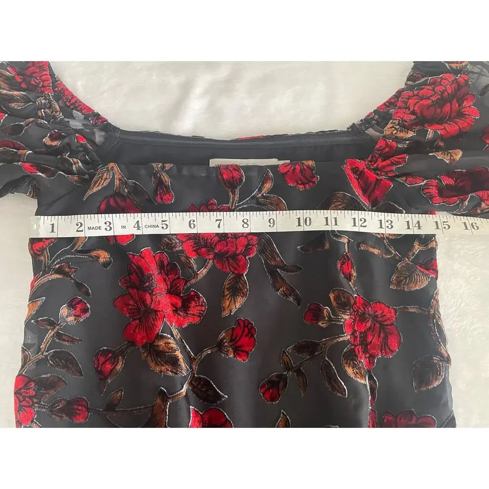 ASTR‎ The Label Demetria Floral Velvet Bodysuit Size XS